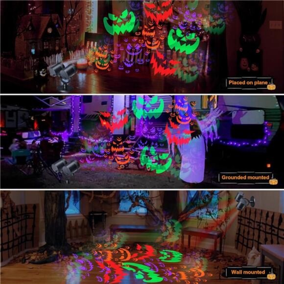 Halloween Projector Lights Outdoor, Double Head Dynamic Halloween - Picture 3 of 7